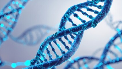 Poster - A stunning 3D rendering of a DNA double helix with a luminous glow, showcasing the beauty and complexity of life's building blocks