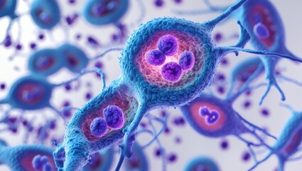 Aufkleber - close-up of nerve cells, showcasing their intricate details and vibrant colors
