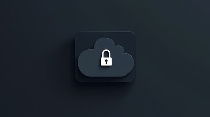 Poster - Secure Cloud Storage Digital Icon Dark Theme Modern Design Protected Data Privacy Symbol Technology Concept Safeguard Information Secure Network Cybersecurity Digital Asset Protection Cloud Computing 