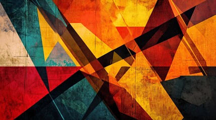Poster - Abstract geometric background showing variety of triangles and colors