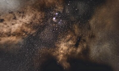 Poster - Radiant point of light with stars emerging in dreamlike sky journey made with Generative AI technology