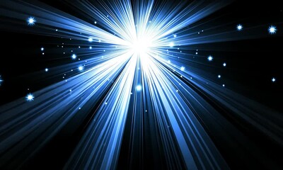 Poster - Dreamlike sky journey with vibrant stars emerging from radiant nexus point made with Generative AI technology
