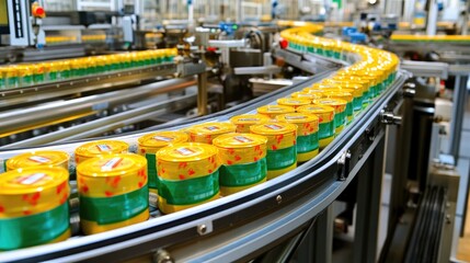 Poster - High-tech automated machinery handling packaging and labeling tasks in an industrial production facility