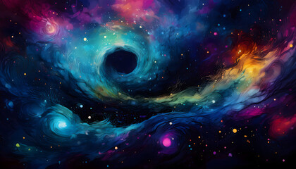 Aufkleber - Colorful cosmic swirl with space elements