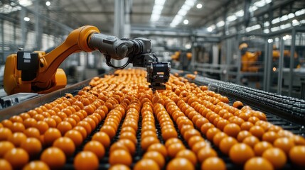 Poster - Industrial robots equipped with sensors and cameras for precise quality control and product sorting