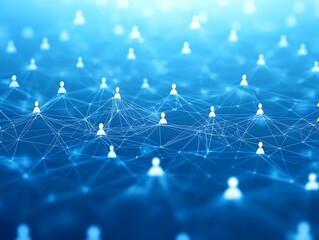 Poster - Network of people connected with lines on a blue background