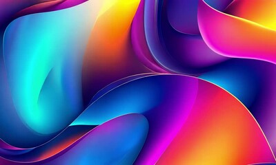 Wall Mural - dynamic abstract wave with colorful flowing lines in blue purple orange and pink made with generativ