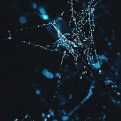 Poster - Abstract City Lightscape Pixelated Blue and White Night Scene