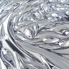 Poster - Swirling Metallic Textures Abstract Gray and White Liquid Design