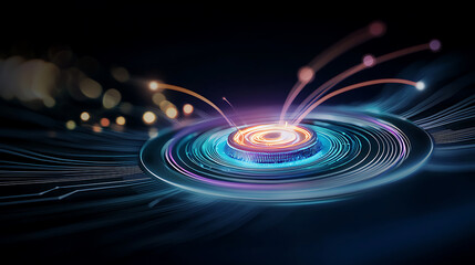 Poster - Dynamic energy flow visualization abstract space digital art futuristic environment close-up view scientific concept