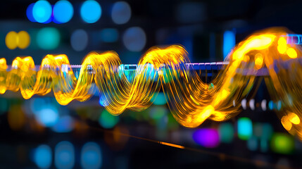 Poster - Dynamic light waves captured at night abstract art urban environment close-up view visual concept