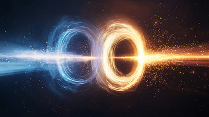 Poster - Dynamic energy duality cosmic light interaction outer space digital art sci-fi abstract viewpoint