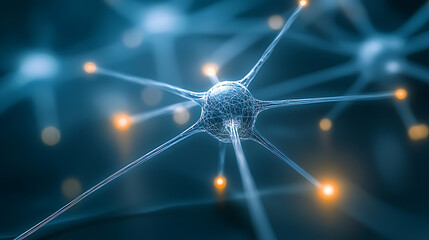 Poster - Neural activity visualization scientific research lab infographic microscopic environment close-up view neuroscience concept