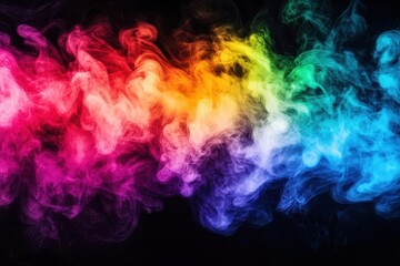 Fototapete - Vibrant Colorful Smoke Swirling Gracefully Against a Dark Background Creating a Mystical and Artistic Atmosphere Ideal for Abstract Photography