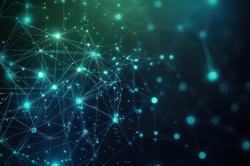 Fototapete - Intricate Network of Connected Lines Illuminated Against a Dark Background Creating a Modern and Abstract Visual Representation of Technology Concepts