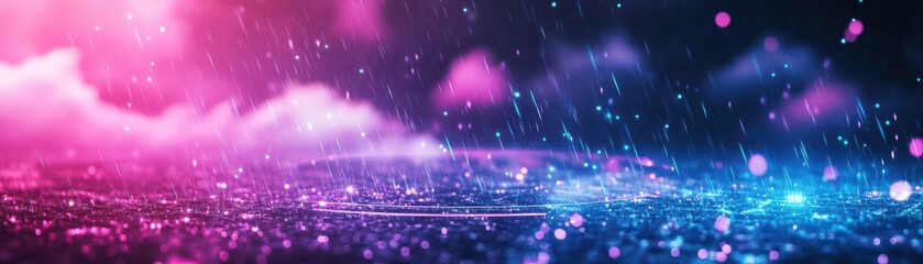 Poster - Vibrant Colorful Rain Wallpaper Featuring Lush Hues of Blue Green and Yellow Creating a Cheerful Atmosphere Perfect for Digital Backgrounds and Decor