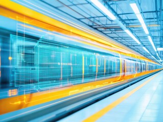 Poster - Dynamic Train Journey Through Darkened Tunnel Surrounded by Echoing Sounds of Movement and Light Creating a Sense of Adventure and Mystery