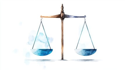 Fototapete - Artistic Scale Against a Calming Blue Watercolor Background Evoking Tranquility and Precision in a Minimalist and Creative Still Life Composition