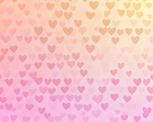 Poster - A gradient background features many translucent heart shapes of different colors