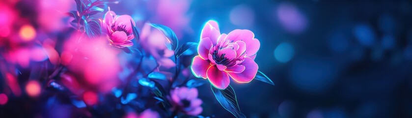 Poster - Vibrant Blooming Flower Against a Tranquil Blue Background Evoking Serenity and Natural Beauty Capturing the Essence of Springtime Splendor