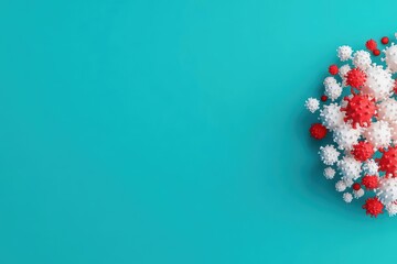 Poster - Vibrant Arrangement of Red and White Flowers Set Against a Bright Turquoise Background Creating a Cheerful and Lively Botanical Display of Nature