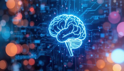 Poster - Innovative neural technology advancements in modern science digital landscape infographic futuristic environment close-up view brain connectivity concept