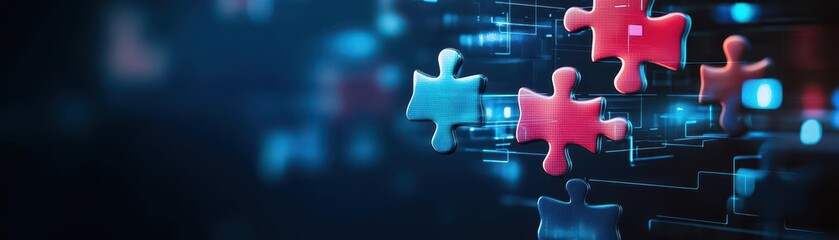 Poster - Conceptual Puzzle Piece Featuring the Word Representing Unity and Connection Symbolizing Problem Solving and Creative Thinking in Modern Design Context