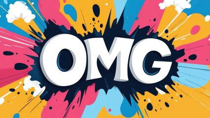 Poster - Colorful comic explosion with the text OMG in bold white letters on a vibrant background