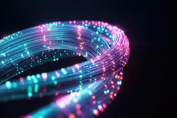 Poster - Intricate Close Up of a Glowing Wire Illuminating a Dark Background with Warm Radiance and a Mystical Ethereal Quality Evoking Wonder and Curiosity