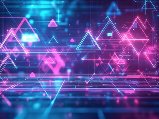 Fototapete - Captivating Abstract Background Featuring Glowing Lines and Triangles in Dynamic Colors Creating a Futuristic and Energetic Visual Experience
