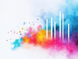 Poster - Vibrant Abstract Watercolor Background Featuring Colorful Stripes and Dots Creating a Dynamic and Artistic Visual Experience for Creative Projects