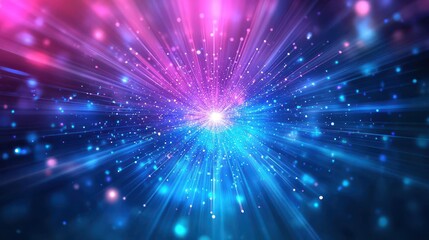 Fototapete - Vibrant Burst of Light on Bright Blue and Pink Background Creating a Dynamic and Uplifting Atmosphere Evoking Energy and Creative Inspiration