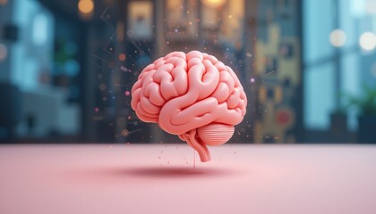 Poster - Innovative brain visualization modern office 3d rendering tech environment close-up view neuroscience concept for enhanced learning