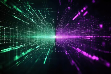 Fototapete - Vibrant Green and Purple Abstract Background Featuring Dynamic Lines Creating a Sense of Movement and Energy in Contemporary Artistic Expression