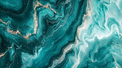 Poster - Abstract turquoise marble texture with fluid patterns and swirls, perfect for backgrounds, wallpapers, and creative projects.