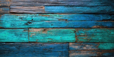 Poster - A blue wooden background with a blue sky in the background