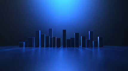 Aufkleber - Abstract Digital Sound Waves Visualization with Blue Lighting and Vertical Bars in Dark Background