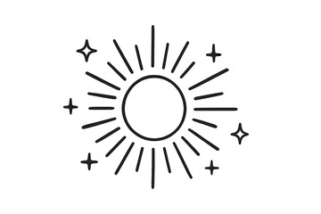 Poster - Vector line set icon featuring a sun design with radiating rays and stars