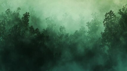 Wall Mural - Dense fog covering a dark forest
