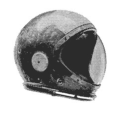 Wall Mural - space helmet halftone grunge vector design element