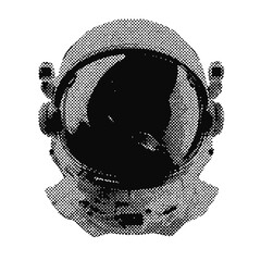 Wall Mural - space helmet halftone grunge vector design element
