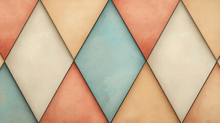 Poster - Geometric Diamond Pattern with Soft Colors in Vintage Style for Creative Designs and Backgrounds