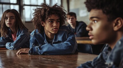 Aufkleber - High school teacher captivates a diverse group of students in class