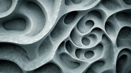 Poster - Abstract textured surface with organic shapes and fluid forms in a calming gray color scheme