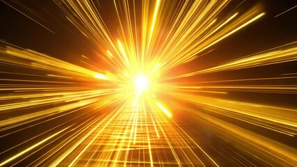 Poster - dynamic burst of golden light radiant energy and excitement in motion with intense brightness and vi