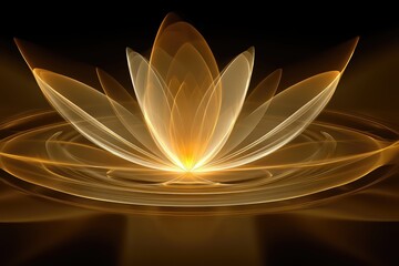 Poster - Glowing lotus flower represents the soul with radiant light emerging from serene water surface