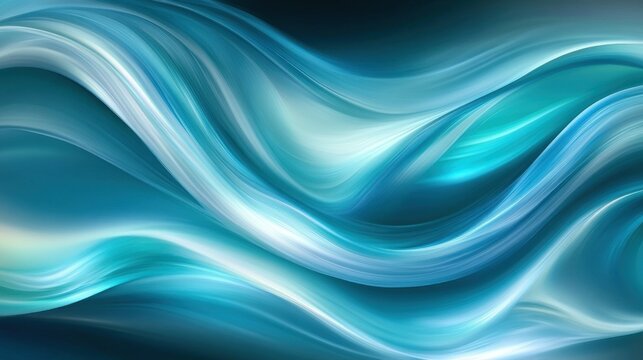 Flowing turquoise and white abstract waves create a mesmerizing visual effect.