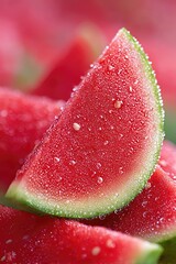 Aufkleber - Close up of a juicy watermelon slice showcasing vibrant texture and glistening droplets