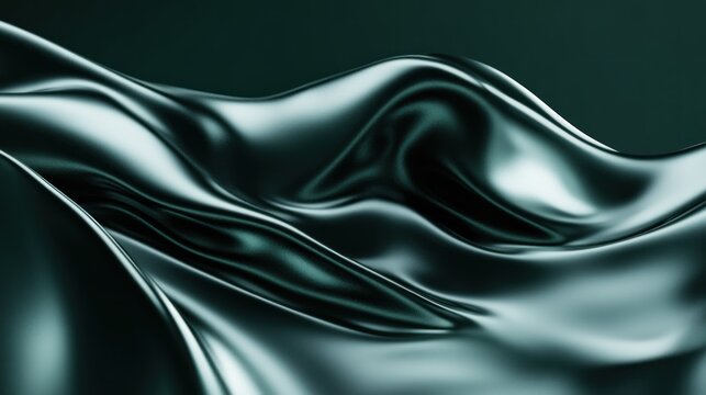 Dynamic folds of dark teal metallic fabric.