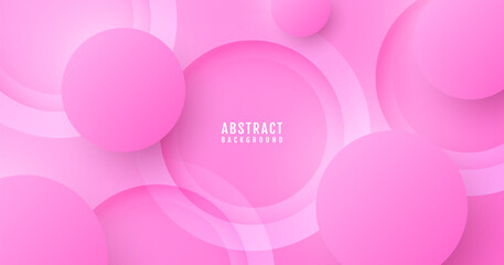 Poster - 3d pink abstract background overlap layer on bright space with circles effect decoration. modern gra